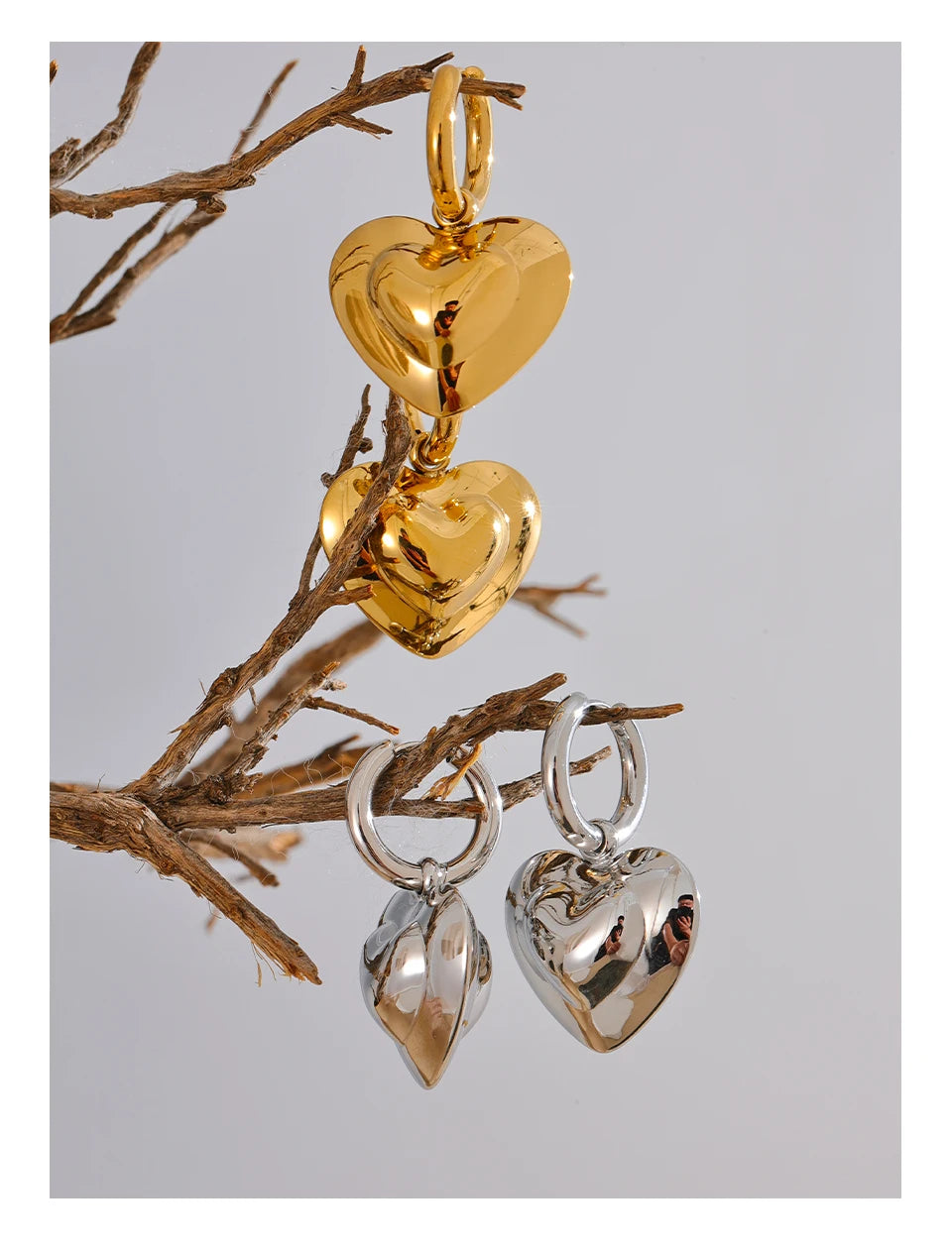 Elysium Exquisite Hollow Smooth Stereoscopic Heart Love Drop Dangle Daily Hoop Earrings Waterproof Stainless Steel Jewelry Women