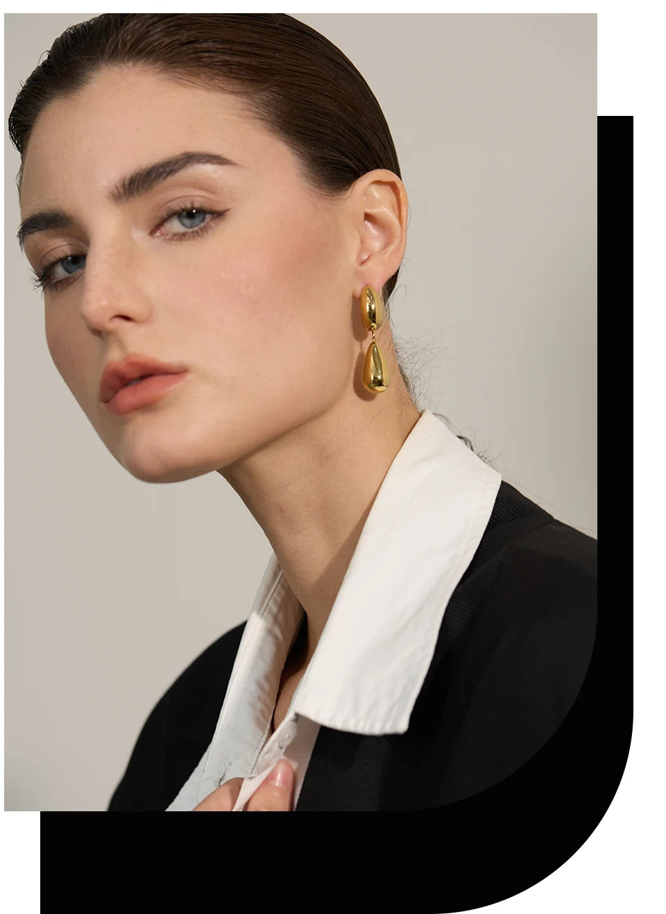 Elysium Charm Stainless Steel Water Drop Teardrop Dangle Earrings Waterproof Metal Statement High Quality Jewelry 18K Gold Plated