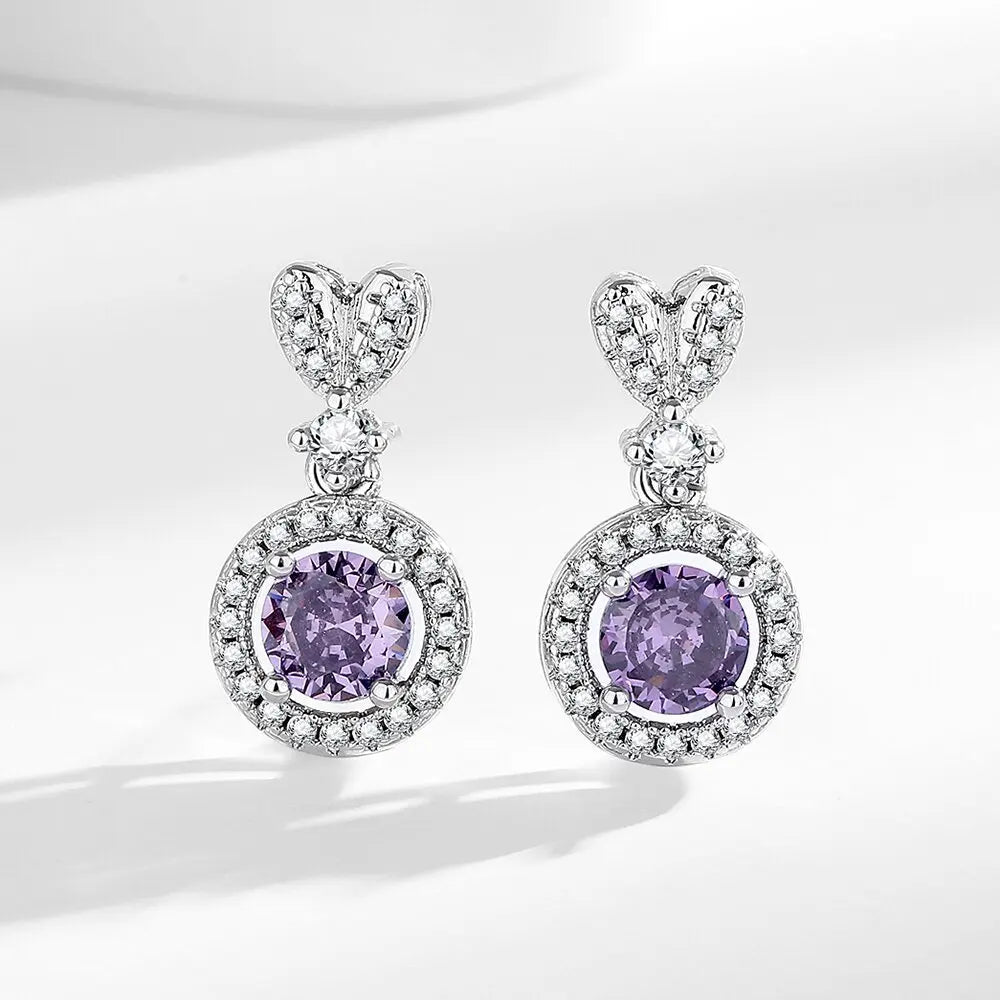 925 Sterling silver needle Earrings Fashion High Quality Jewelry Double Row Crystal Zircon Round Stud H570