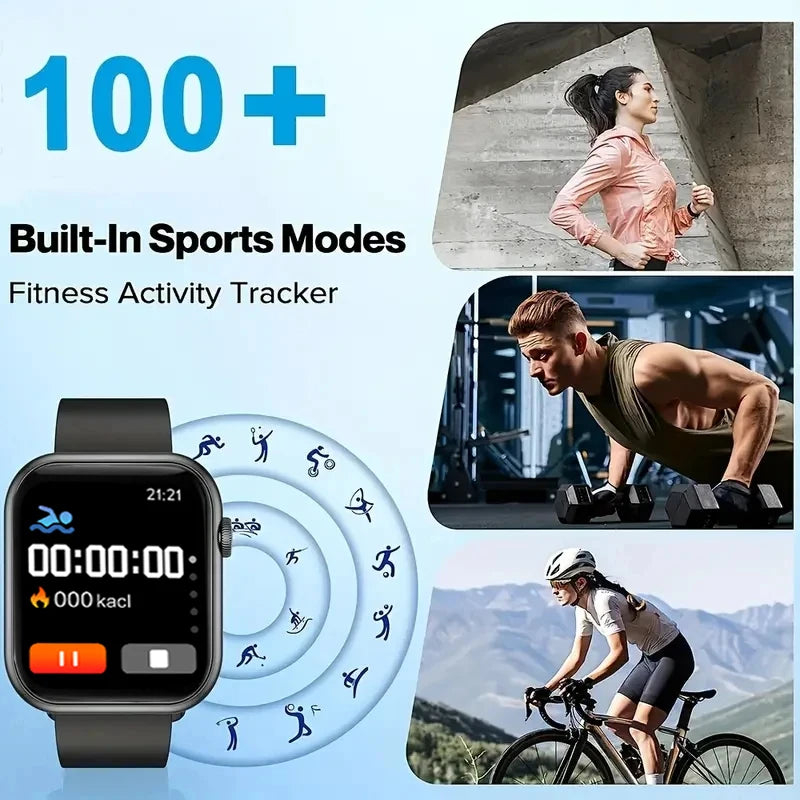 LAXASFIT New Smart Watch 1.73 inch Color Screen Full Touch Custom Dial Bluetooth Call Men Women Smart Watch Android IOS