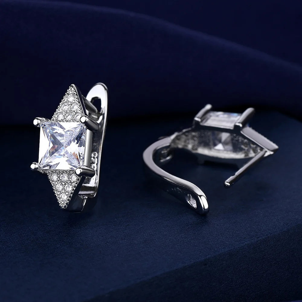 925 Sterling Silver Earrings Jewelry High Quality Retro Simple Pattern Purple White Zircon Earrings Hot Sale