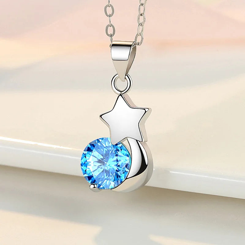 925 Sterling Silver Necklace For Women Round Pendent Sparkling Pave CZ Necklace Fashion Anniversary Birthday Jewelry Gifts