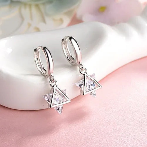 New 925 Sterling Silver Earrings For Women Original Charm Double Hoop Earrings Pave CZ Fine Engagement Anniversary Jewelry Gift