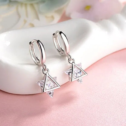 New 925 Sterling Silver Earrings For Women Original Charm Double Hoop Earrings Pave CZ Fine Engagement Anniversary Jewelry Gift