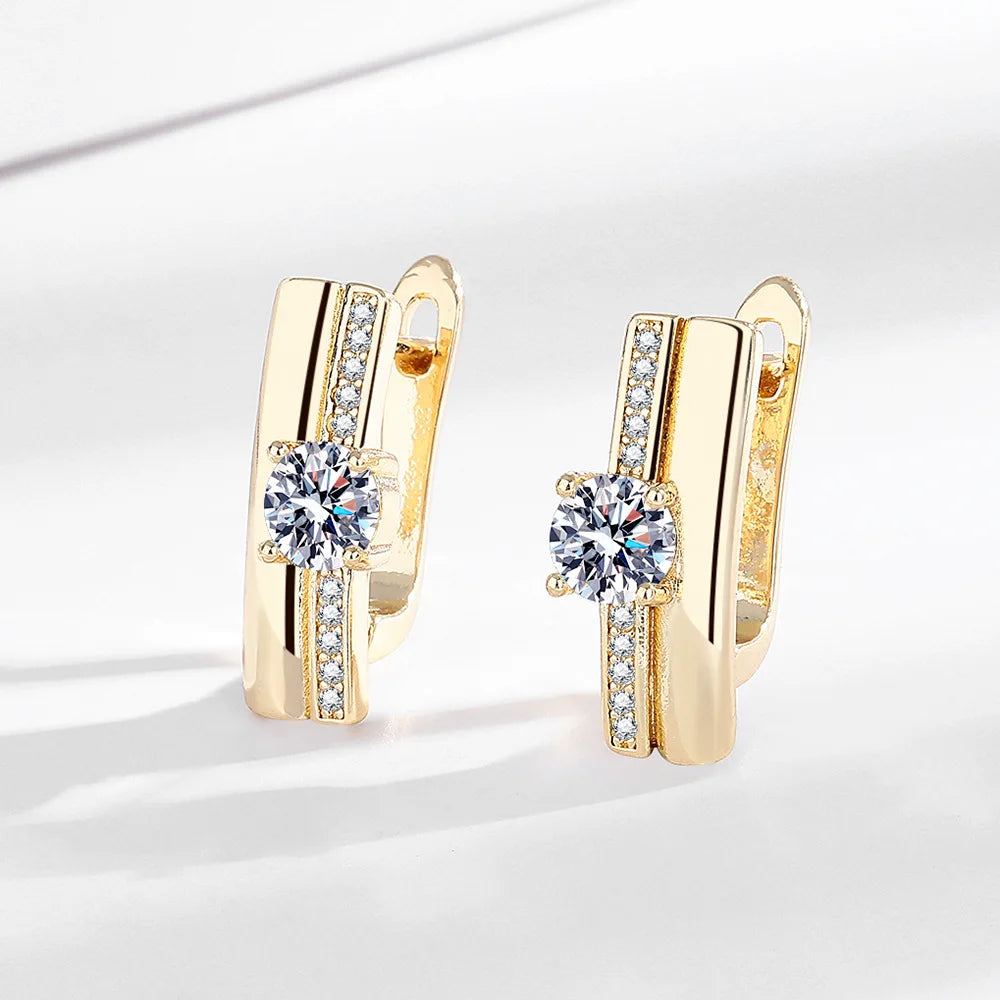 925 Sterling silver needle Earrings Fashion High Quality Jewelry Double Row Crystal Zircon Round Stud H570