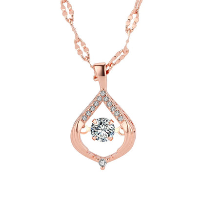 925 Sterling Silver Big Color Stone Pendant Chain Light Crystal Necklace for Women Excellent Jewelry Collarbone Chain 7355