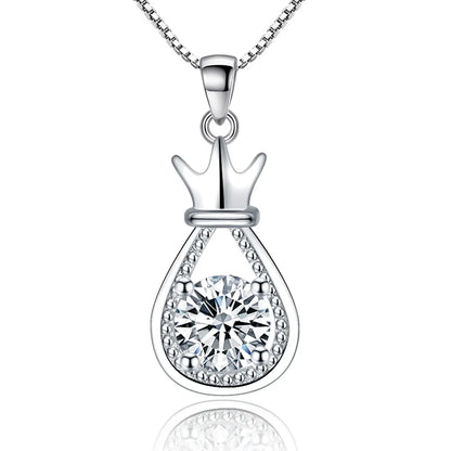 New 925 Sterling Silver Necklace For Women Round Pendent Sparkling Pave CZ Necklace Fashion Anniversary Birthday Jewelry Gifts