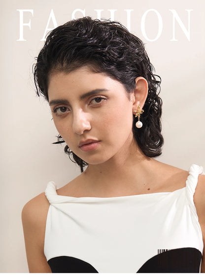 Elysium Waterproof Flower Imitation Pearls Drop Earrings for Women New Stainless Steel Korean Elegant Fashion Jewelry Accessories