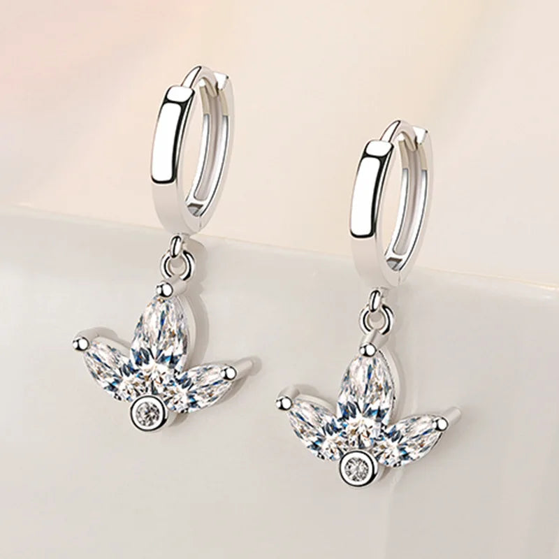 New 925 Sterling Silver Earrings For Women Original Charm Double Hoop Earrings Pave CZ Fine Engagement Anniversary Jewelry Gift