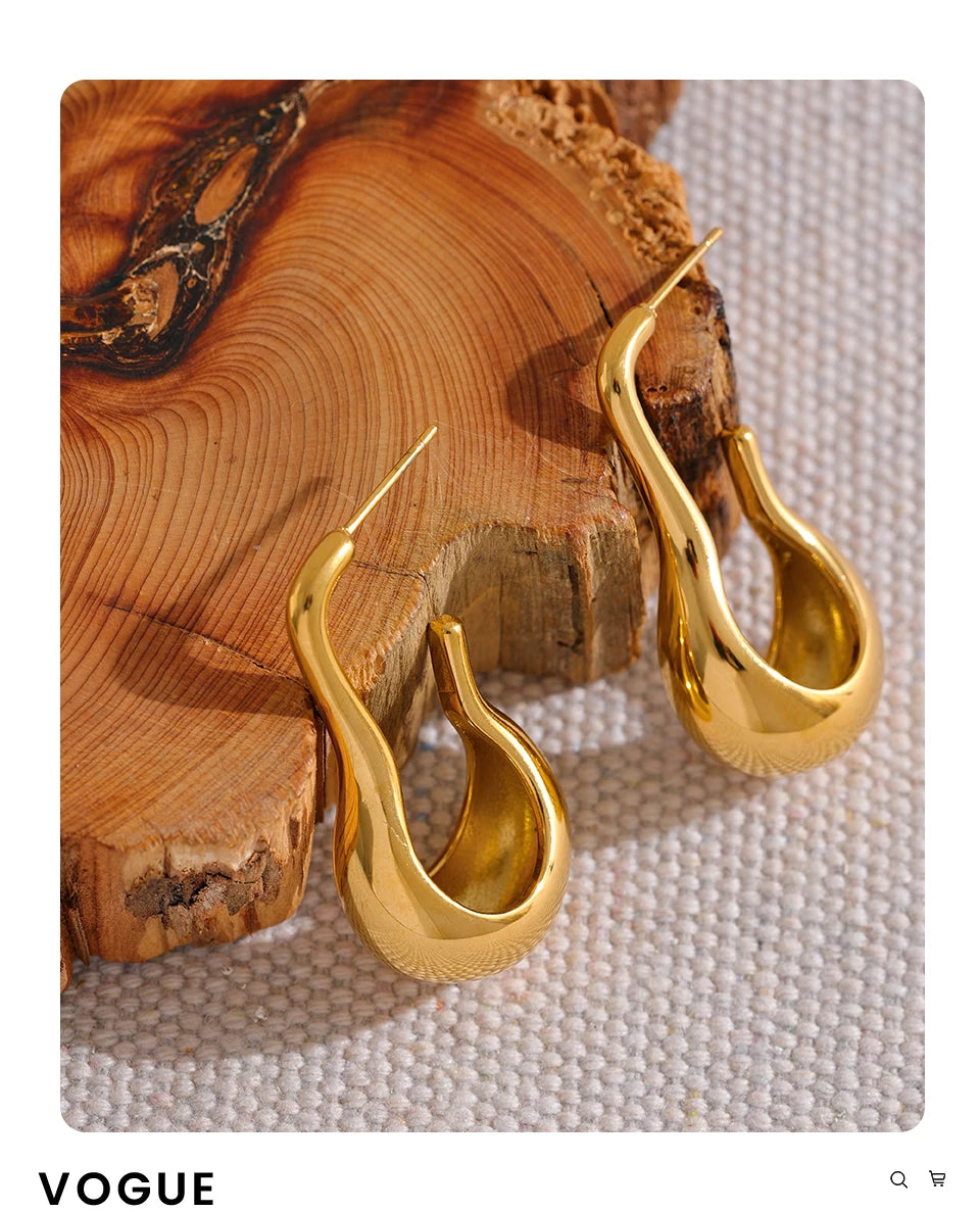 Elysium Statement Metal Geometric Stainless Steel Waterproof Unusual Earrings Personalized 18k Gold Color Fashion Jewelry Women