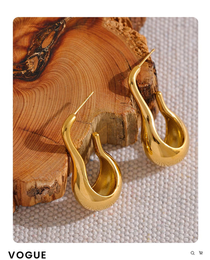 Elysium Statement Metal Geometric Stainless Steel Waterproof Unusual Earrings Personalized 18k Gold Color Fashion Jewelry Women