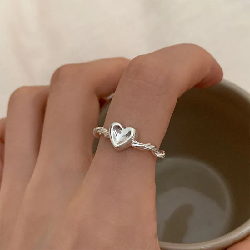925 Sterling Silver Geometric Multilayer Round Bead Ring Female Fashion Punk Temperament Prevent Allergy Charm Jewelry