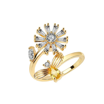 ELYSIUM sunflower fidget ring – rotating relief for daily stress.