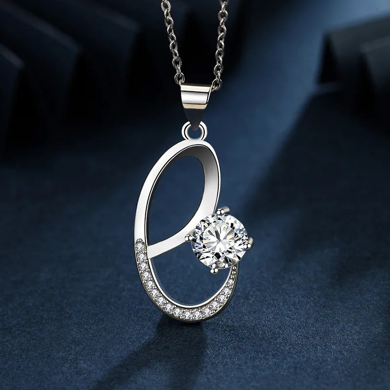 925 Sterling Silver Necklace For Women Round Pendent Sparkling Pave CZ Necklace Fashion Anniversary Birthday Jewelry Gifts