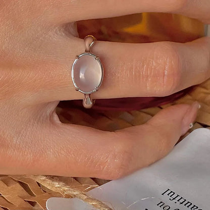 925 Stamp Silver Color Opal Ring for Women Girl Braided Hollow Romantic Jewelry Engagement