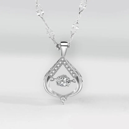 925 Sterling Silver Big Color Stone Pendant Chain Light Crystal Necklace for Women Excellent Jewelry Collarbone Chain 7355