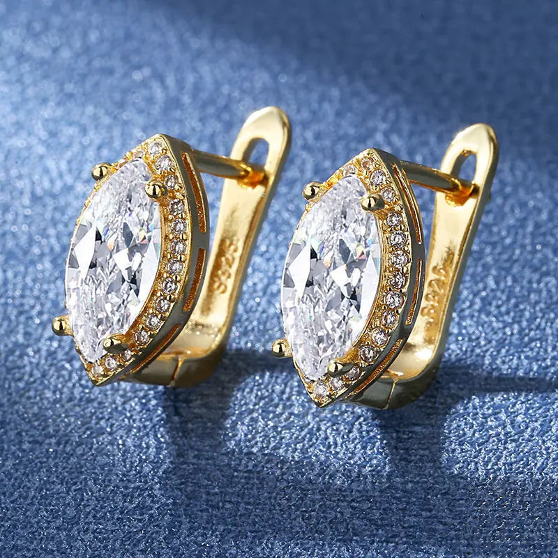 New 925 Silver Women Hoop Earrings Fashion Pendientes Gift For Female Girl Sparkling Pave CZ U Heart Shape Star Moon Earring