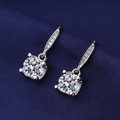 Fine Jewelry 925 Sterling Silver Earrings Inlaid With Zircon Crystal Flower Earrings Charm Jewelry For Women Gift Engagement