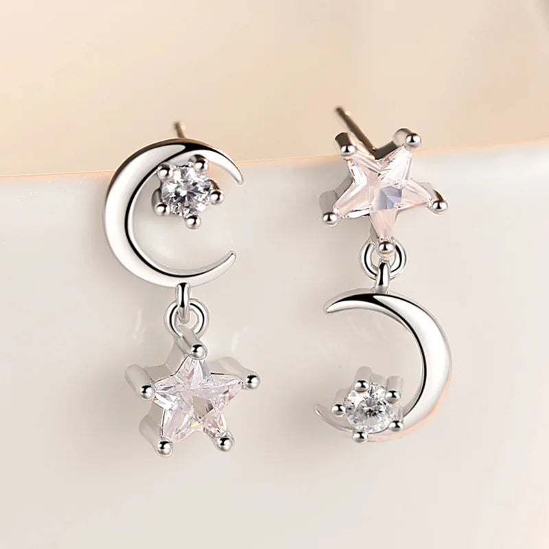 925 Sterling Silver Jewelry Women Fashion Cute Tiny Clear Crystal CZ Stud Earrings Gift for Girls Teens Lady R003