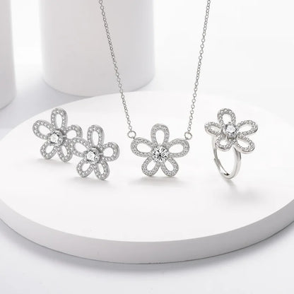 925 Sterling Silver Jewelry Sets For Women Heart Zircon Ring Earrings Necklace Wedding Bridal Elegant Christmas