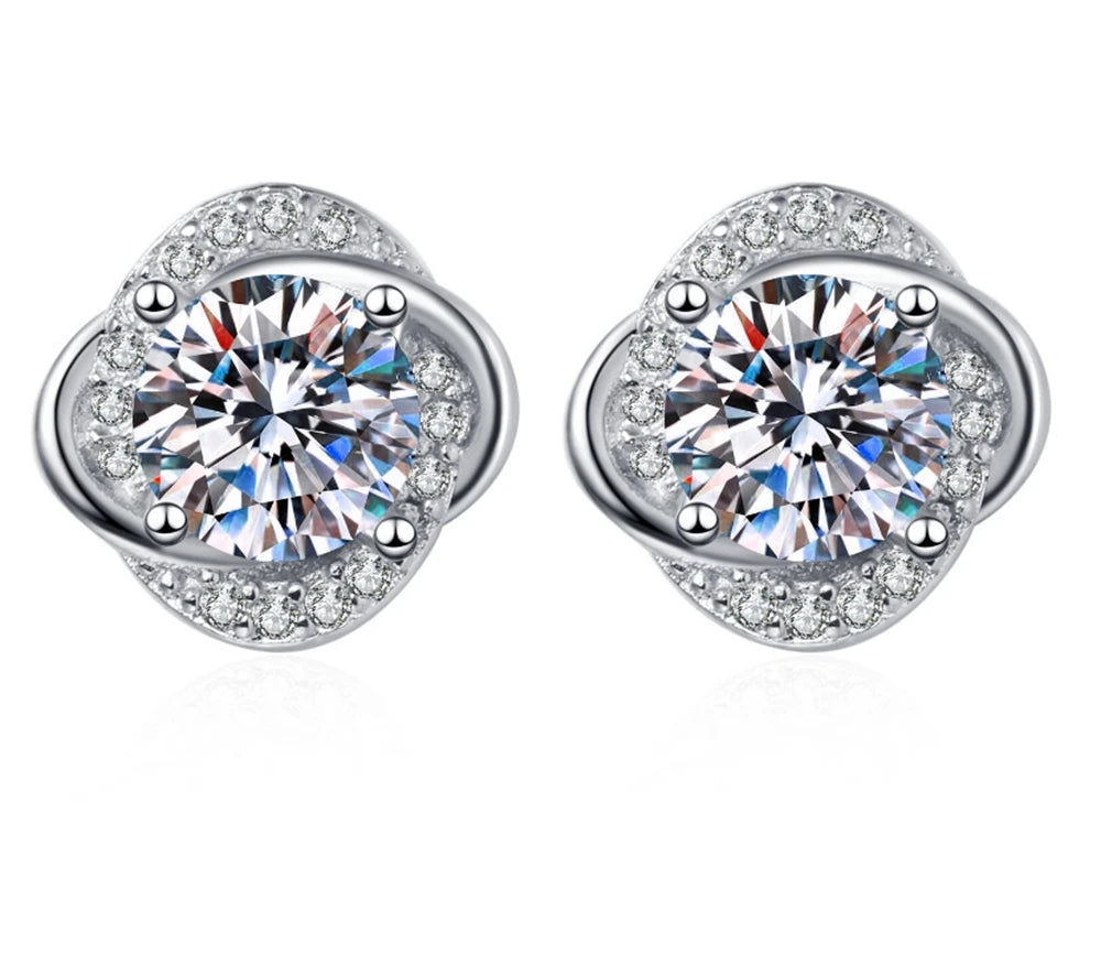 New 925 Sterling Silver Shining Zircon Earrings Women's Circle Round Earrings Fashionable and Elegant Jewelry Birthday Gift