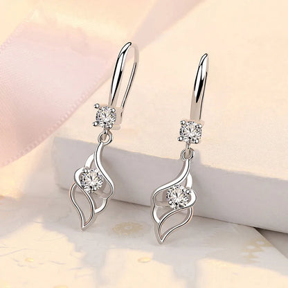 New 925 Sterling Silver Earrings For Women Original Charm Double Hoop Earrings Pave CZ Fine Engagement Anniversary Jewelry Gift