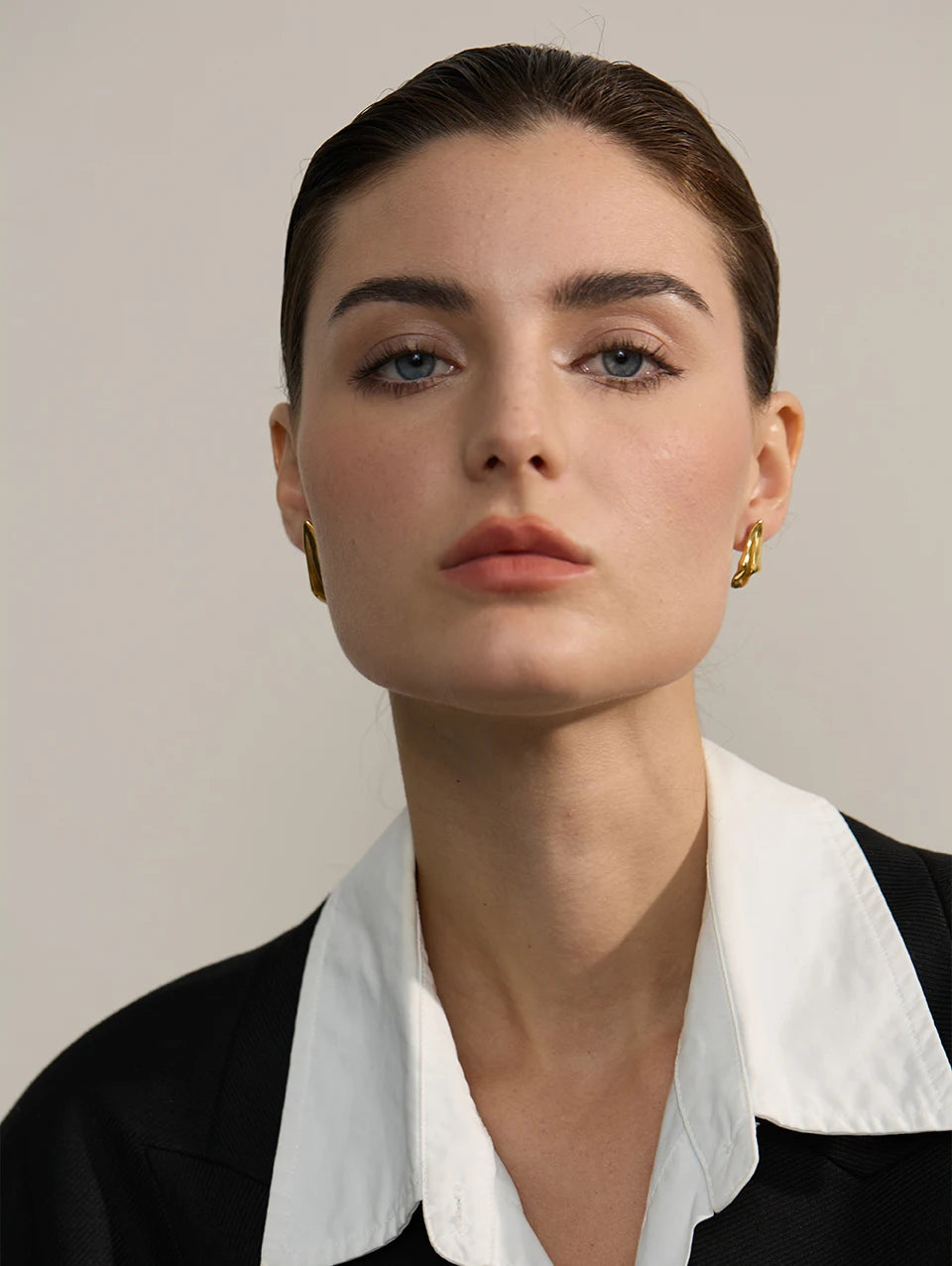 Elysium Stylish Unique Asymmetrical Geometry Metal Stud Earrings Stainless Steel Gold Color Waterproof Jewelry Bijoux