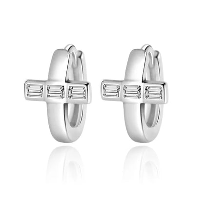 New 925 Sterling Silver Earrings For Women Original Charm Double Hoop Earrings Pave CZ Fine Engagement Anniversary Jewelry Gift