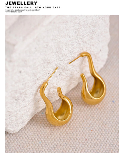 Elysium Statement Metal Geometric Stainless Steel Waterproof Unusual Earrings Personalized 18k Gold Color Fashion Jewelry Women