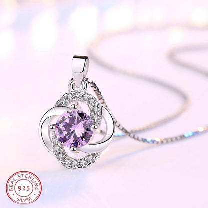 925 Silver Necklace for Women Double Layer Zircon Star Moon Pendant Necklace Delicate Chain Charm Elegant Fashion Jewelry Gifts