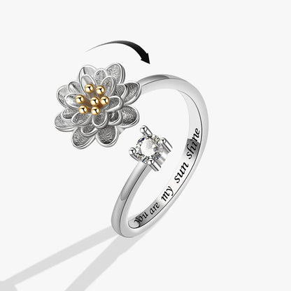 ELYSIUM sunflower fidget ring – rotating relief for daily stress.