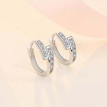 New 925 Sterling Silver Earrings For Women Original Charm Double Hoop Earrings Pave CZ Fine Engagement Anniversary Jewelry Gift