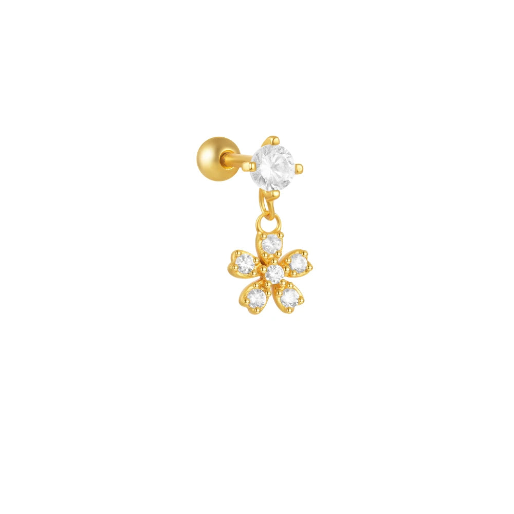 Heart Round Ball Flat Helix Piercing Earring 925 Sterling Silver Ear Studs Geometric Zircon Exquisite Trinket Studs Aretes