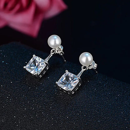 New 925 Sterling Silver Earrings For Women Original Charm Double Hoop Earrings Pave CZ Fine Engagement Anniversary Jewelry Gift