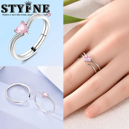 Ring 925 Sterling Silver Heart, Red, Pink, White, Blue Ring for Women Holiday Jewelry Gift