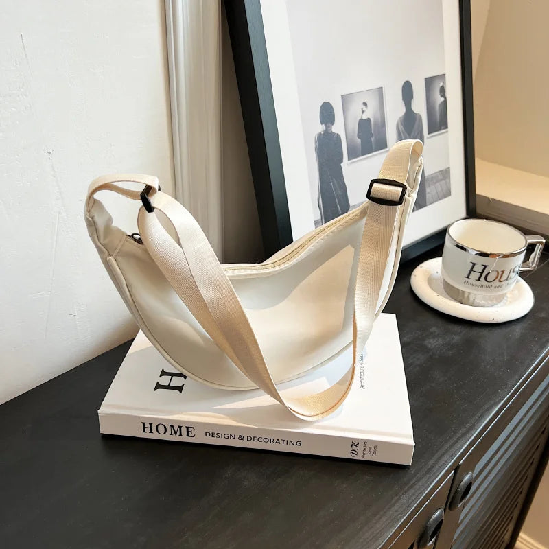 Simple Design Women's Messenger Bag Fashion Ladies Nylon Hobos Small Shoulder Bags Vintage Female Girls Purse Cloth Handbags