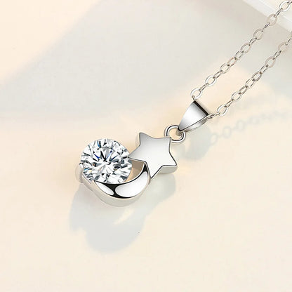 925 Sterling Silver Necklace For Women Round Pendent Sparkling Pave CZ Necklace Fashion Anniversary Birthday Jewelry Gifts