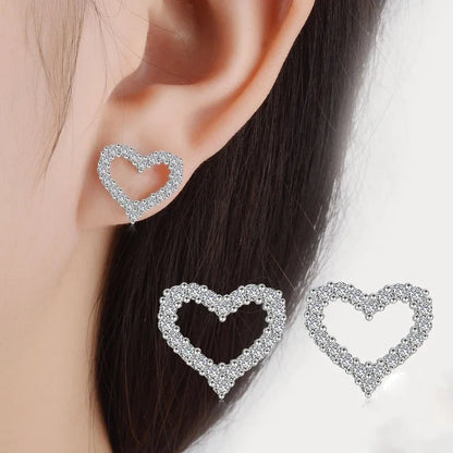 925 Silver Women Hoop Earrings Fashion Pendientes Gift For Female Girl Sparkling Pave CZ U Heart Shape Star Moon Earring E1258