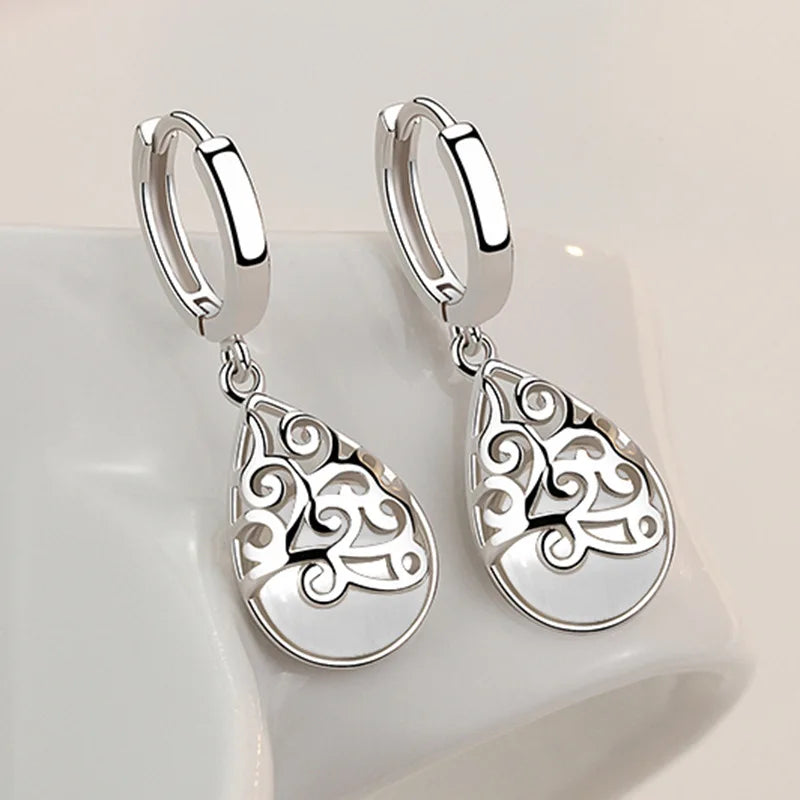 New 925 Sterling Silver Earrings For Women Original Charm Double Hoop Earrings Pave CZ Fine Engagement Anniversary Jewelry Gift