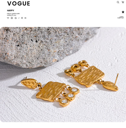 Elysium 316l Stainless Steel Square Geometric Dangle Earrings Delicate Cubic Zirconia Temperament Fashion France Jewelry Women