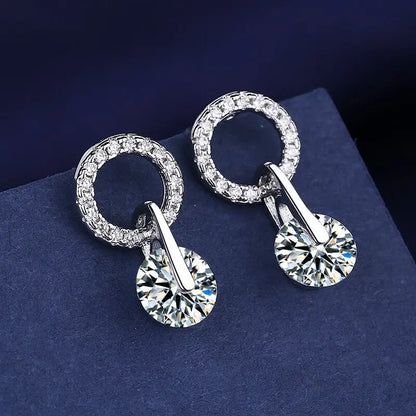 Fine Jewelry 925 Sterling Silver Earrings Inlaid With Zircon Crystal Flower Earrings Charm Jewelry For Women Gift Engagement