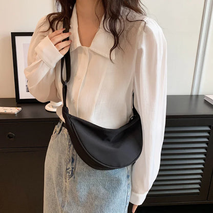 Simple Design Women's Messenger Bag Fashion Ladies Nylon Hobos Small Shoulder Bags Vintage Female Girls Purse Cloth Handbags