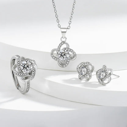 Solitaire Lab Diamond Jewelry set 925 Sterling Silver Party Wedding Rings Earrings Necklace For Women Bridal Moissanite Jewelry