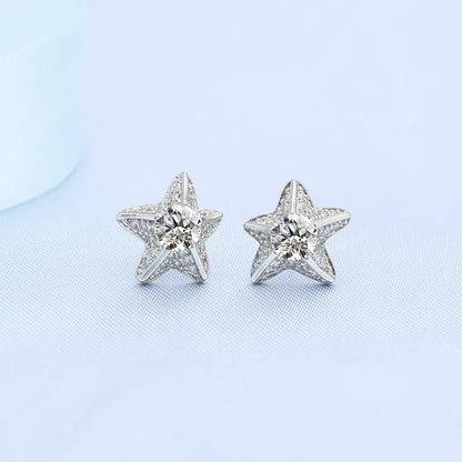 925 Silver Women Hoop Earrings Fashion Pendientes Gift For Female Girl Sparkling Pave CZ U Heart Shape Star Moon Earring E1258