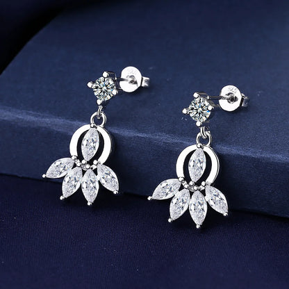 Fine Jewelry 925 Sterling Silver Earrings Inlaid With Zircon Crystal Flower Earrings Charm Jewelry For Women Gift Engagement