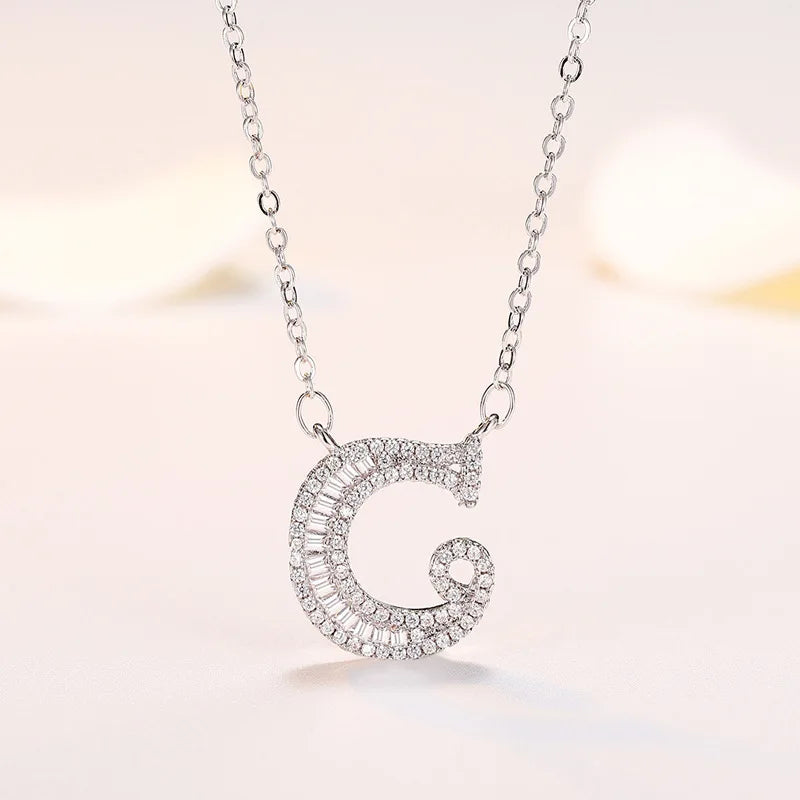 New 925 Sterling Silver 26 letter necklace Personal name handmade jewelry For Women Wedding Charm Fashion