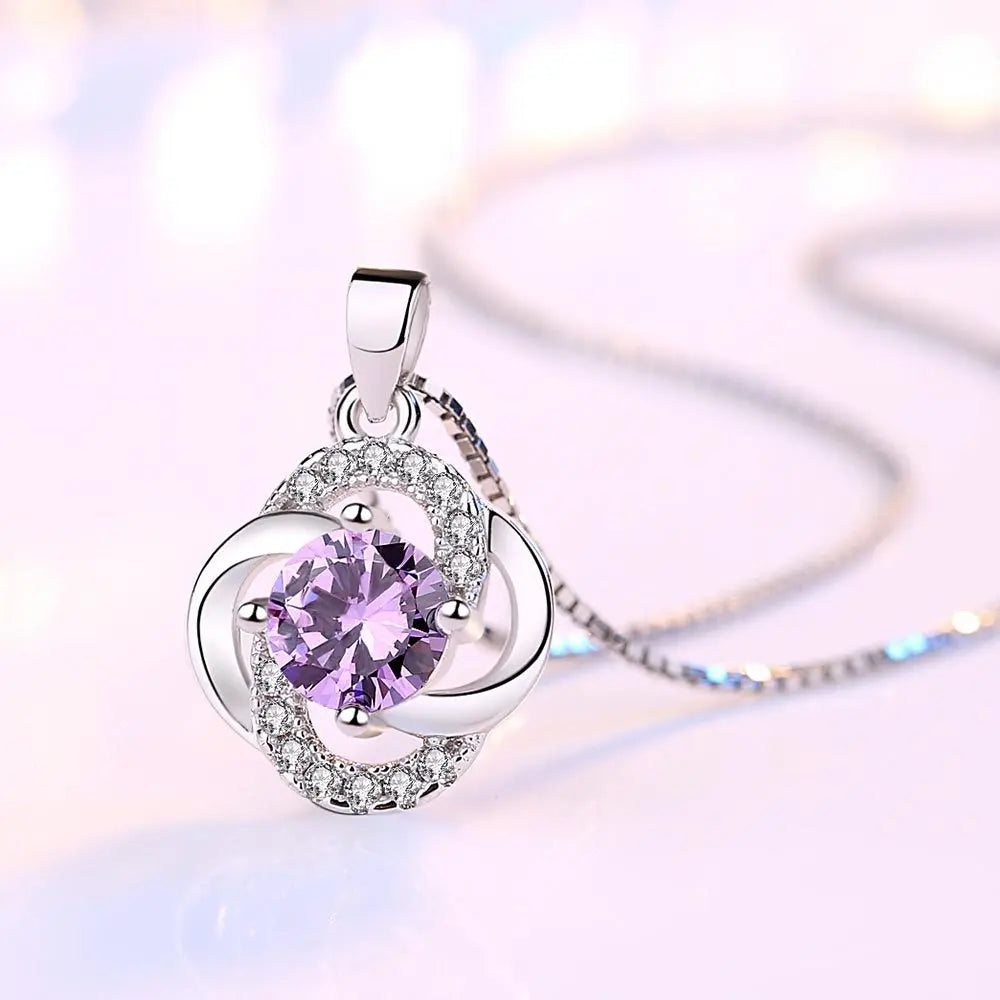 New 925 Sterling Silver Necklace For Women Round Pendent Sparkling Pave CZ Necklace Fashion Anniversary Birthday Jewelry Gifts