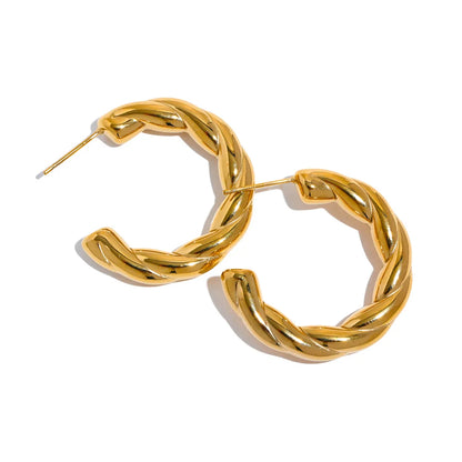 Elysium Stainless Steel C Shape Geometric Twisted Unusual Earrings Gold Silver Color Metal Women Daily Wear Jewelry High Quality