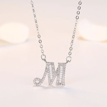 New 925 Sterling Silver 26 letter necklace Personal name handmade jewelry For Women Wedding Charm Fashion