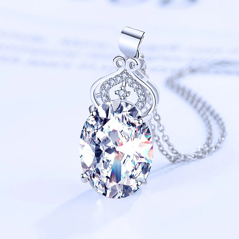 925 Sterling Silver Necklace For Women Round Pendent Sparkling Pave CZ Necklace Fashion Anniversary Birthday Jewelry Gifts